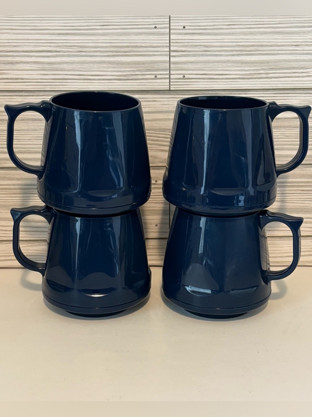VTG Dinex Heritage Collection Insulated Mugs Set of 4 Navy Blue Made in USA